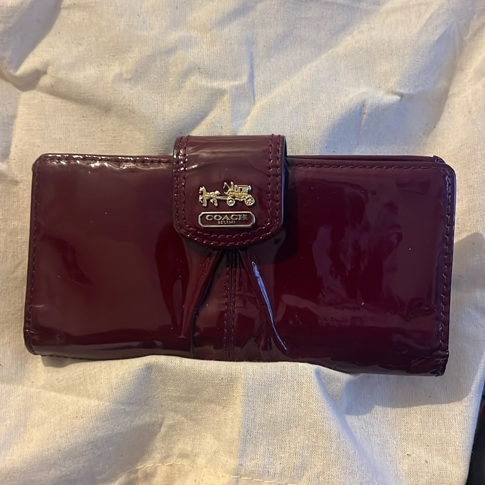 Coach Burgundy Patent Leather Wallet